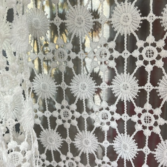 Crochet‎ lace cream long boho western vest shawl, women’s size Medium. Lace - Picture 9 of 11